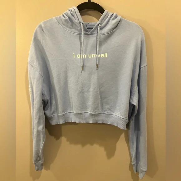 Barstool Sports Call Her Daddy Unwell Cropped Hoodie Size S Light Blue - Picture 2 of 8